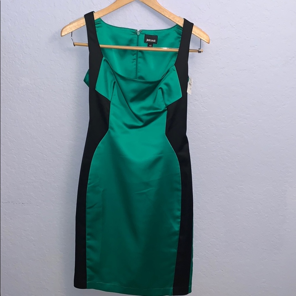 JUST CAVALI Emerald Black Dress - SIZE 42